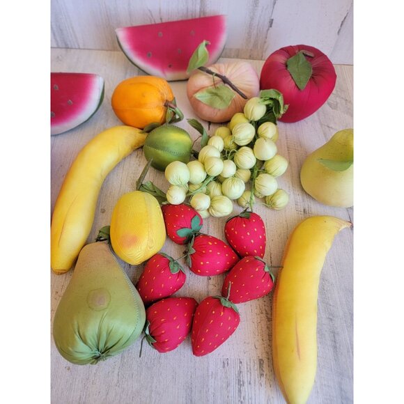 Artificial assorted plush fabric fruit great banana strawberry Pearl set waterme - Picture 7 of 13